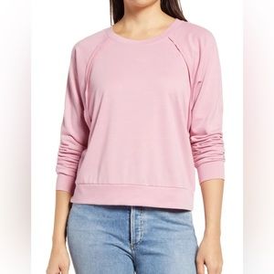 Gibsonlook Women's Mauve Pink Long Sleeve Raw Edge Crewneck Sweatshirt M.